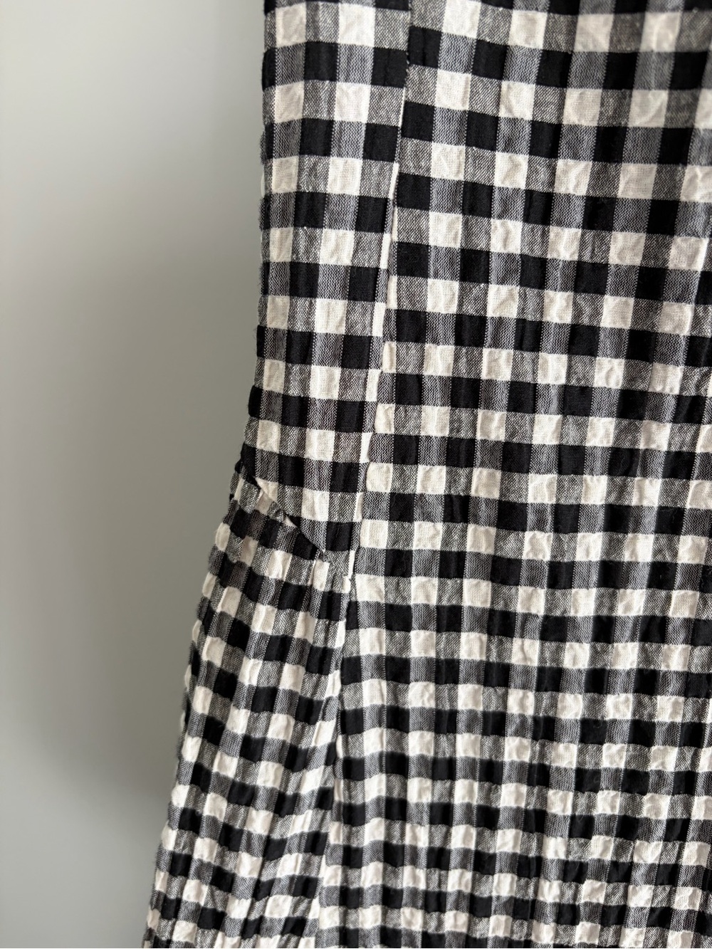 Black and White Gingham Square Neck Midi Dress - Picture 3 of 4